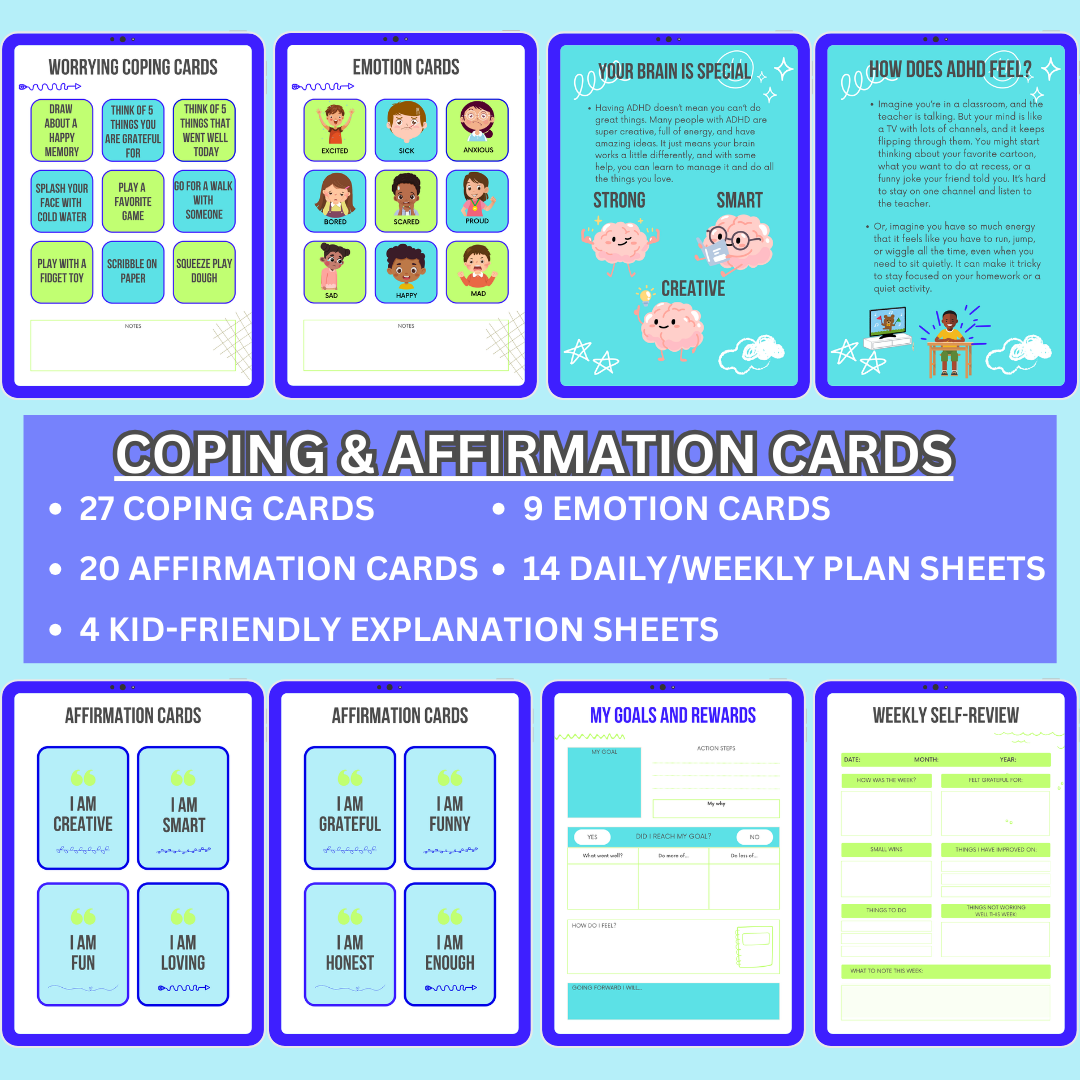ADHD Coping Guide for Kids | Digital Intervention Sheets for Mental Health Professionals & Parents