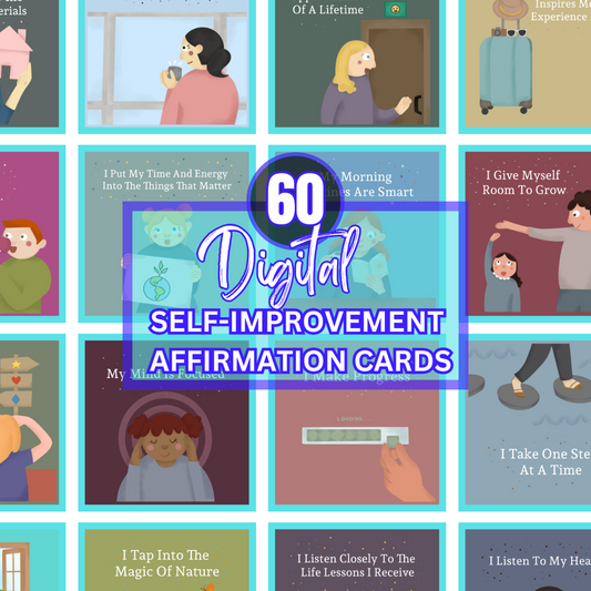 60 Digital Self-Improvement Affirmation Cards