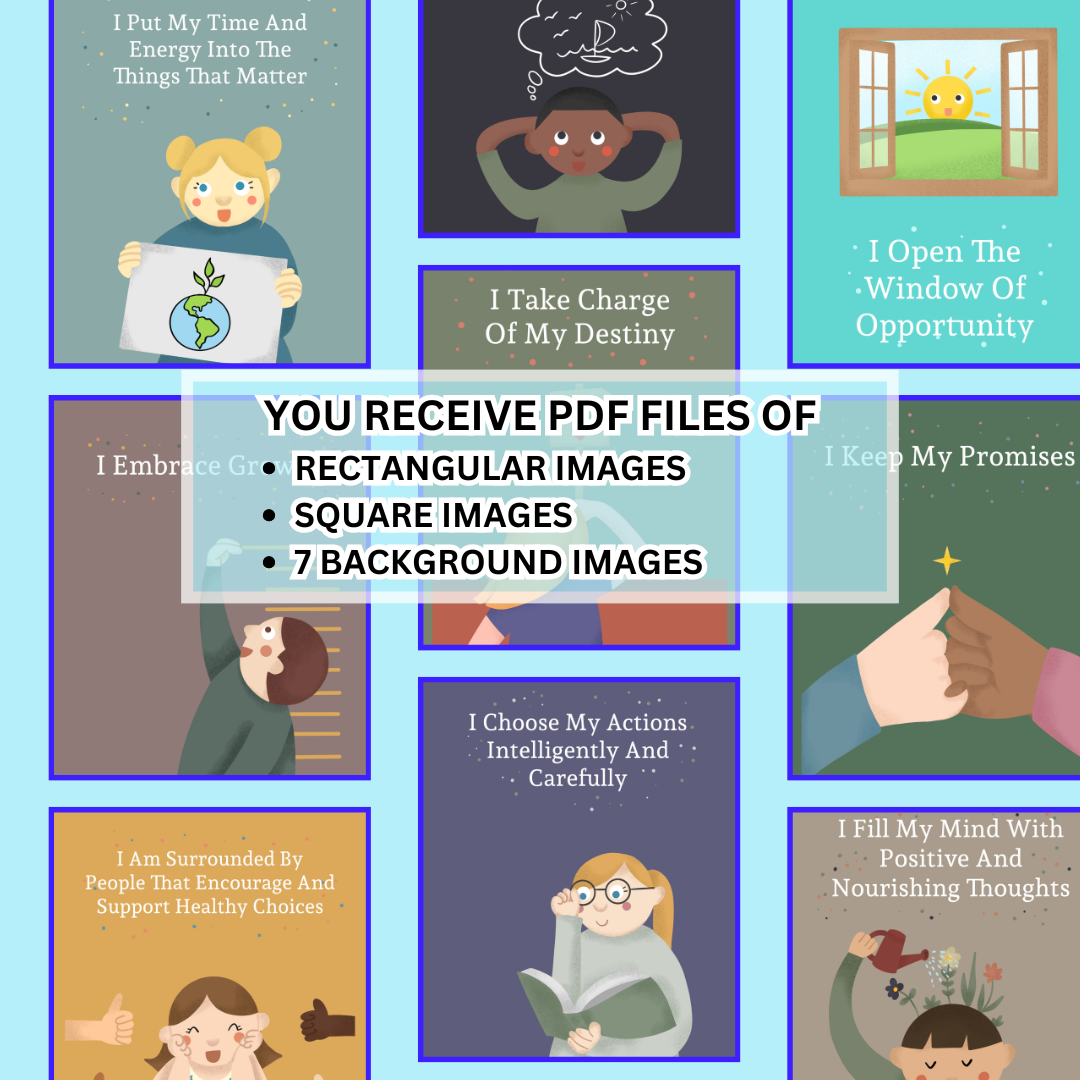 60 Digital Self-Improvement Affirmation Cards