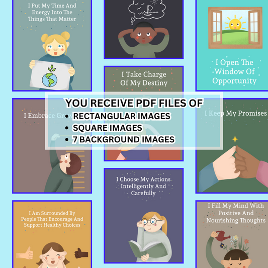 60 Digital Self-Improvement Affirmation Cards